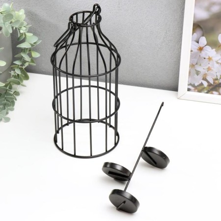 Climber Metal 3 Candles "bottle" black 21x10x10 cm-2