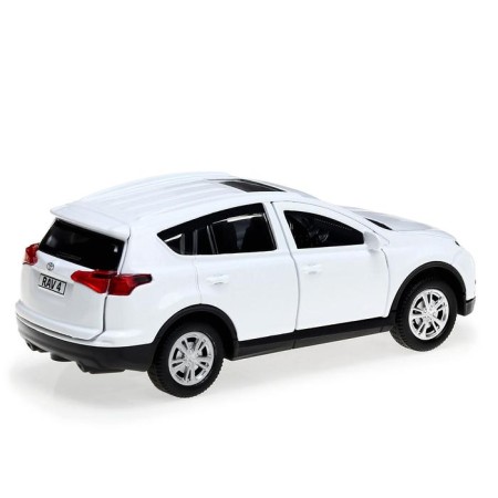 Metal machine Toyota RAV4, 12 cm, opening doors, inertial, white color-2