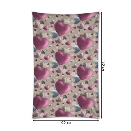 Decorative panel with photo printing "Volumetric Hearts", vertical, size 100x150 cm-1