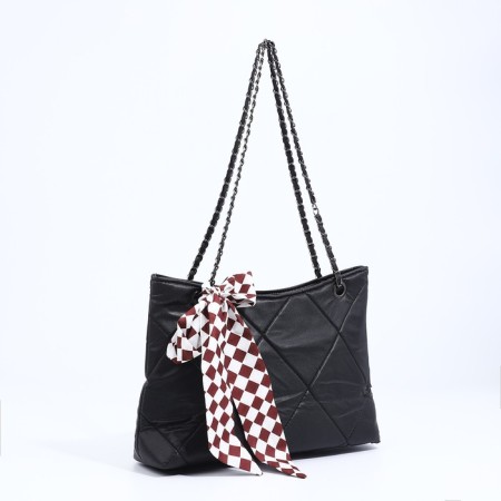 Soper bag with zipper, black color-2