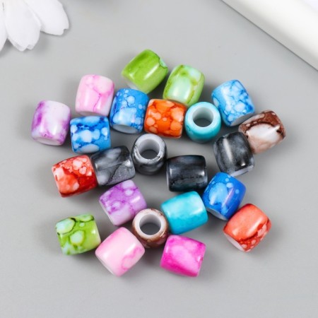 Beads for creativity plastic "Cylinders. Spots of paint" set of 20 g 1.1x1.1x1.2 cm
