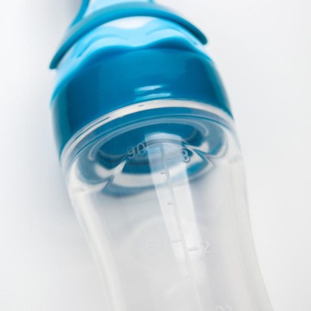 A bottle for feeding, silicone, with a spoon, from 5 months, 90 ml, blue color-5