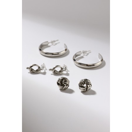 Earrings set 3 pairs of "tenderness" knot, color silver, d = 2-9