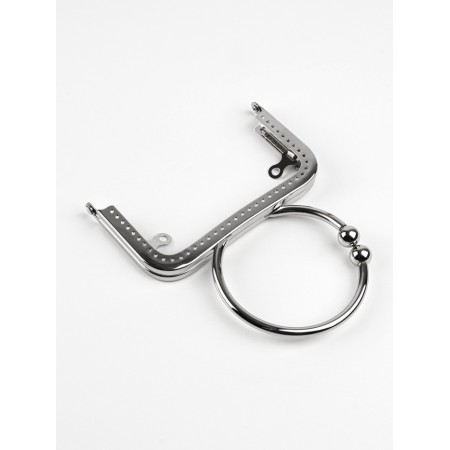 Farmire is sewn, 12.5 × 7.5 cm, with a handle d = 7.5 × 9 cm, silver color