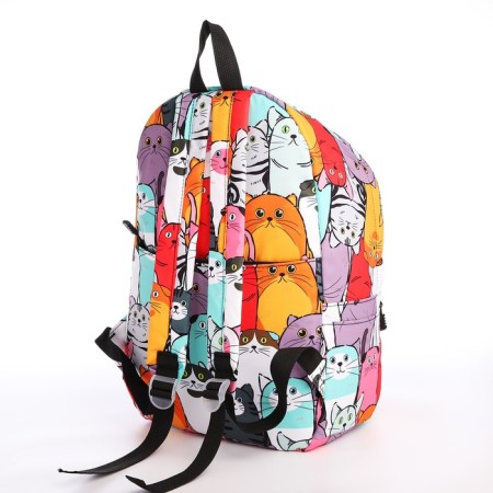 School backpack from textiles with a zipper, 4 pockets, wallet, colorful color-5