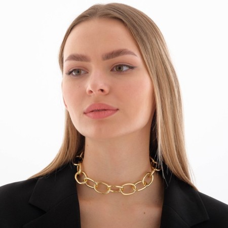 Necklace "chain" reaction, oval links, color gold, 30 cm-2