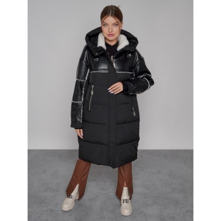 Coat insulated winter female, size 44, black color-9
