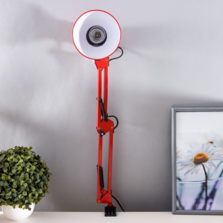 Desktop lamp E27, h = 55 cm, hinged, on the clamp (220V) red Risalux-3