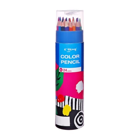 Pencils 24 colors, in a tube, hexagonal, wooden, abstraction-9