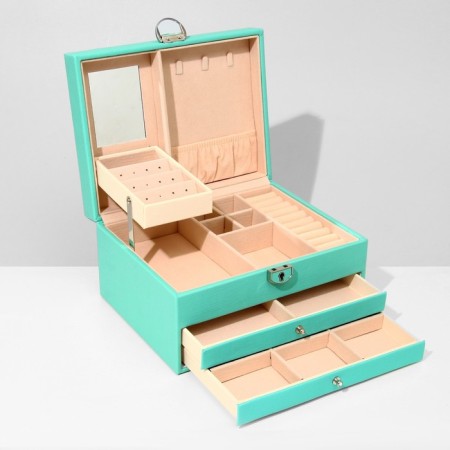 Steam for jewelry "Casket" sliding with a mirror, 22 × 17 × 11.5, blue color-1