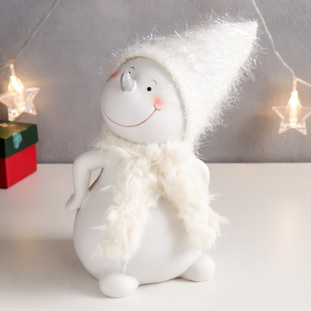Souvenir Polystone "Business Snowman in a white scarf, Mishura cap" 23x13x16 cm-3