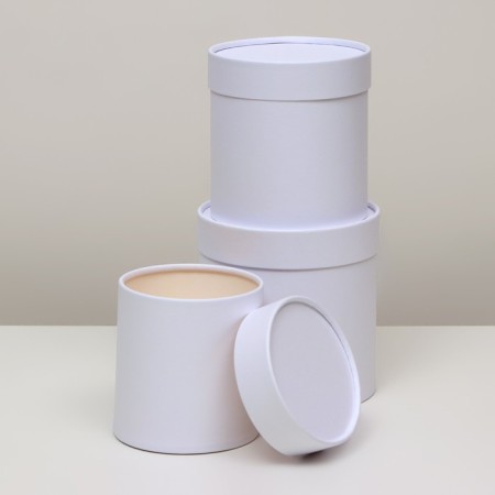Set of round boxes 3 in 1, "white", 16x16, 14x14, 12x12 cm-2