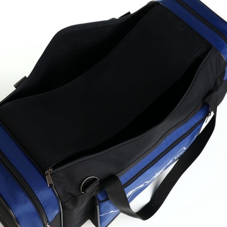 Road bag with lightning, 3 outer pockets, long belt, black/blue color-3