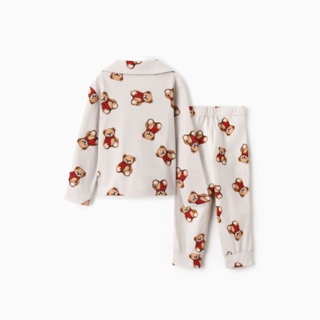 Новый год. Пижама детская (рубашка и брюки) KAFTAN "Мишка в шарфе" р.28 (86-92)-12