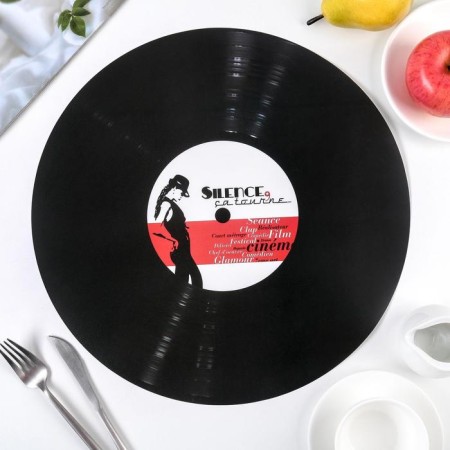 Serving napkin on the table “Vinyl plate”, d = 38 cm, black color-10