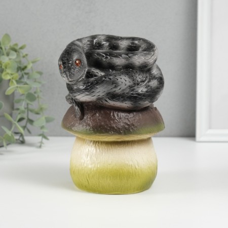 New Year's piggy bank "Snake on the mushroom" 12 x11 x 18 cm.