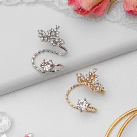 Earr "Kaff" Crown with a crystal, small, color mix-1