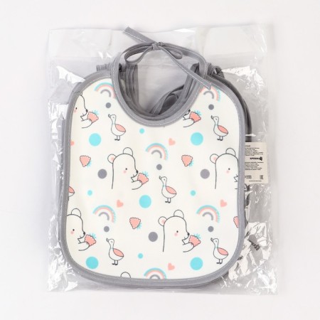 Bibs laid children's baby, 17x20 cm (packing 10 pcs., Gray edging)-4