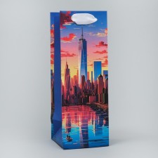 Gift package for a bottle, packaging, “City of Happiness”, 9 x 25 x 8.9 cm