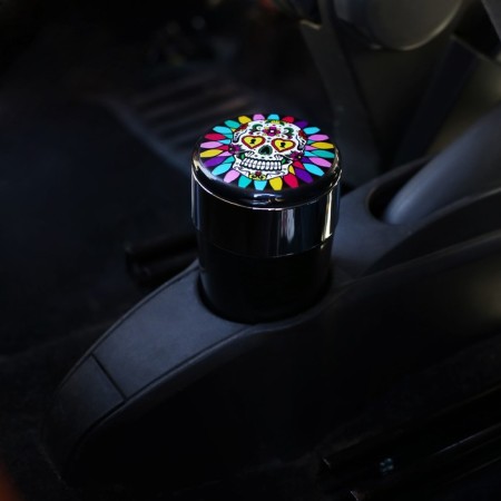 Torso car ashtray with backlight, skull, black-1