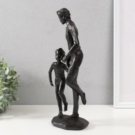 Souvenir Polystone "Dad and Son" Black 36x16x10 cm-3