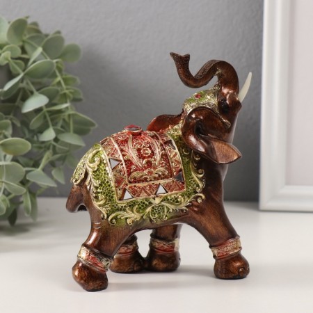 Polystone souvenir "Caramel elephant in the red-golden blast with ruby" MIX 14x11.5x6 cm-3