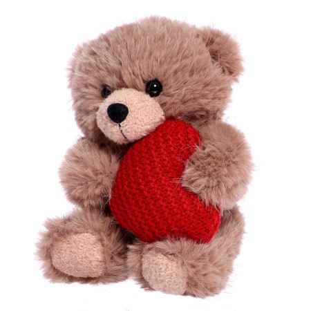 Soft toy "Bear with heart", brown color, 14 cm-1