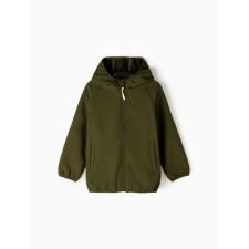 Ветровка демисезонная для мальчиков MINAKU из Softshell на флисе, непромокаемая, оливковый, рост 110 см