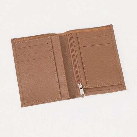 Male purse without fastening, department for passport, beige color-2