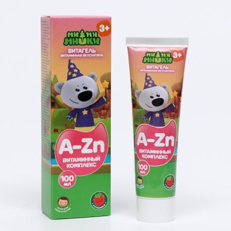 Vitamin complex for children "Mi-Mi-Mimy Vitagel" with the taste of strawberries, vitamins A, B1, B2, B6, C, D3, E, Micro- and Macroelements, 100 ml