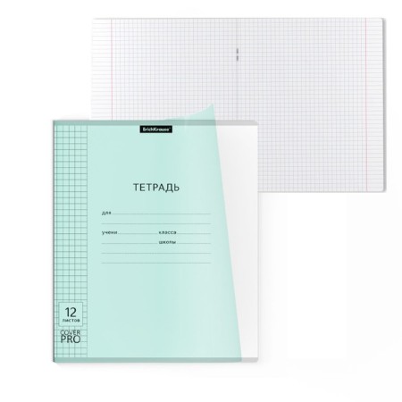 Notebook 12 sheet in the Erichkrause Coverpro Neon Classica, a plastic cover, an offset unit, whiteness is 100%, mint