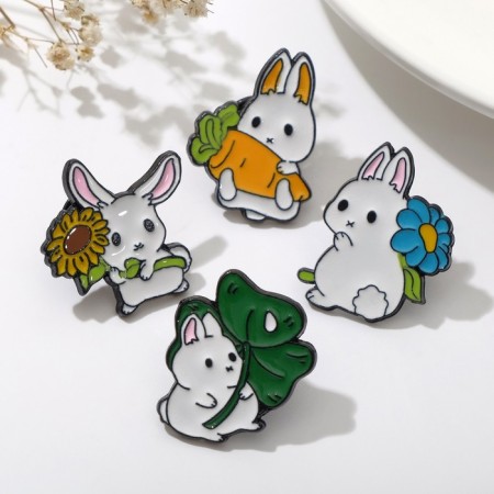 Set of icons (4 pcs.) "Zaychat", colored in ferrous metal-2