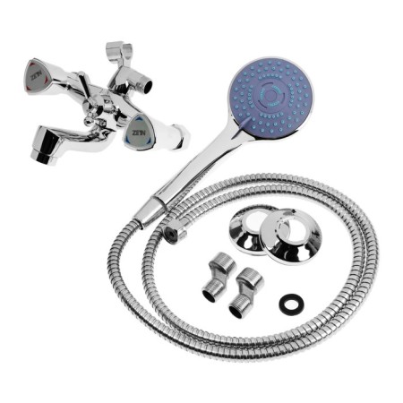 Bath mixer Zein Z3727, two -wound, pour 10 cm, watering can 3 modes, chrome-8