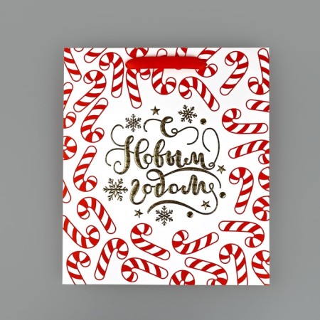 Package Gift New Year Laminated "New Year's lines", m 30 x 26 x 9 cm, New Year-3