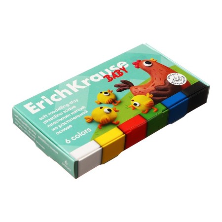 Plasticine is soft 6 colors, 120 g, Erichkrause "Baby", with a stack, on a vegetable basis, with aloe vera, euro suspension-4