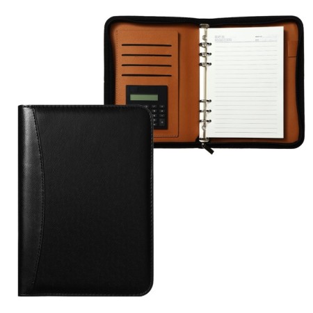 Organizer on rings A5, 100 sheets in a ruler, with a calculator, on a zipper, black-6