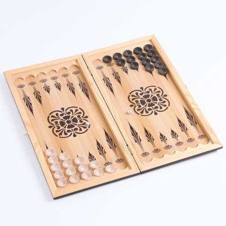 Backgammon "lion and tiger", wooden board 50 x 50 cm, with a field for playing checkers-6