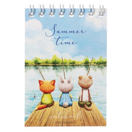 Notepad A7, 40 sheets in a cage on the crest "Lovely Animals", Cover Cover Cardboard, Mix-6