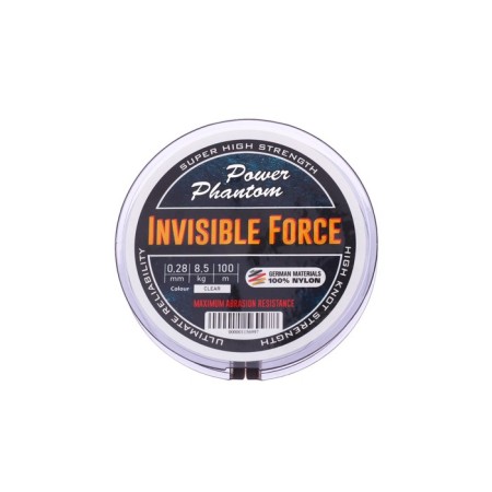 Power Phantom Invisible Force Clear fishing line, diameter 0.28 mm, test 8.5 kg, 100 m