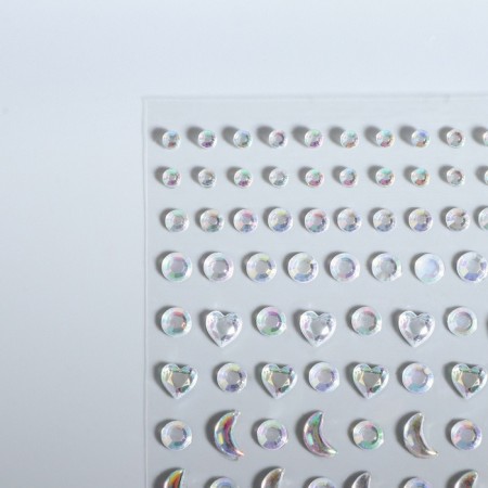 Rhinestones of self -adhesive curly “Assorted”, 128 pcs on a sheet, with holography, silver color-1
