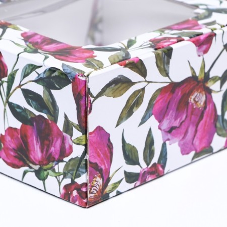 Self -charged box, with a window, "watercolor flowers", 19 x 19 x 9 cm set 5 pcs-2