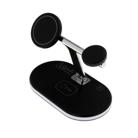 Wireless charging station 3 in 1 LCC-83, 15 W, Magsafe, with a stand, backlight, black-1
