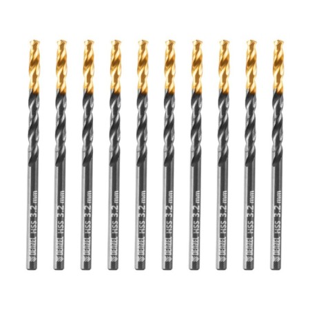 Denzel 717206, 3.2 mm, HSS-Tin, Golden Tip, 10 pcs.