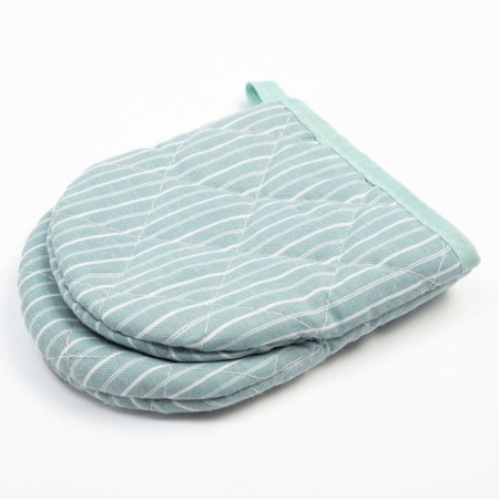 Kitchen set "Strips" apron 60x70cm, tack 20x20cm, mittens 12x15cm, green color, 50%p/e, 50%hl-5