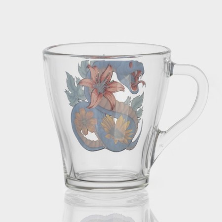 New Year's glass coffee mug "Flowers and snakes", 250 ml-2