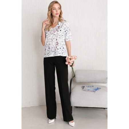 Women's pants on elastic band Eliseeva Olesya, size 44, black color