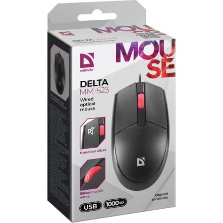 Mouse Defender Delta MM-523, wired, optical, 1000 dpi, USB, black-3