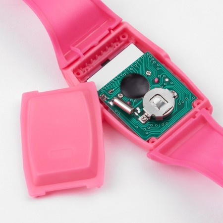 Watch of Electronic nursery, with a calculator, silicone strap, L-21 cm, pink-4