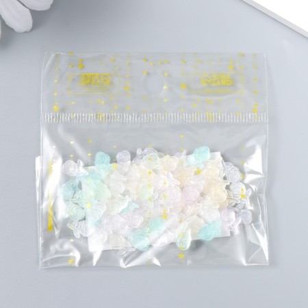 Decor for creativity Plastic "Rose on a branch" set of 60 pcs. Mix 0.88x0.53 cm-3