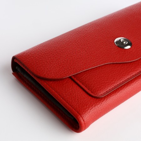 Women's wallet on magnet, red color-2